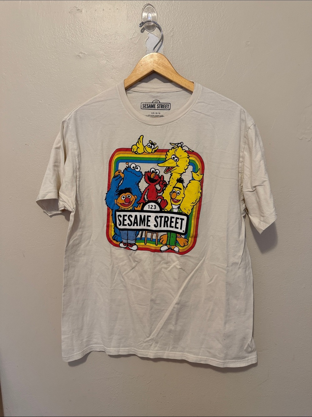 Sesame Street Tee in Cream with Bright Multicolor Character Print